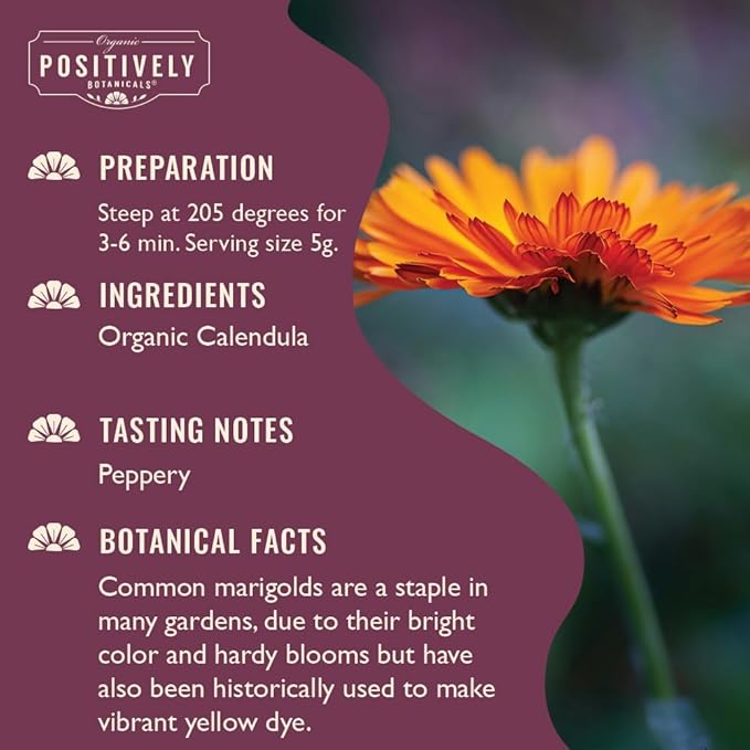 Organic Positively Botanicals Company, Calendula, Herbal Tea Loose Leaf Botanical, 16 Ounce