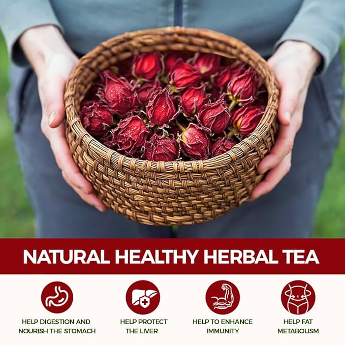 WOTIHA-Natural Hibiscus Tea Bags 120g. 80 Herbal Tea Bags Tea with Antioxidant Properties, Non-GMO • Additive-Free • Caffeine-Free，Vegan