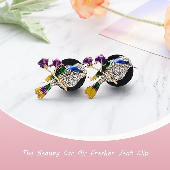 Hummingbird Air Vent Clips Car Fresheners,2pcs Bling Cute Bird Diffuser for Car Decor,Blue Accessories for Women