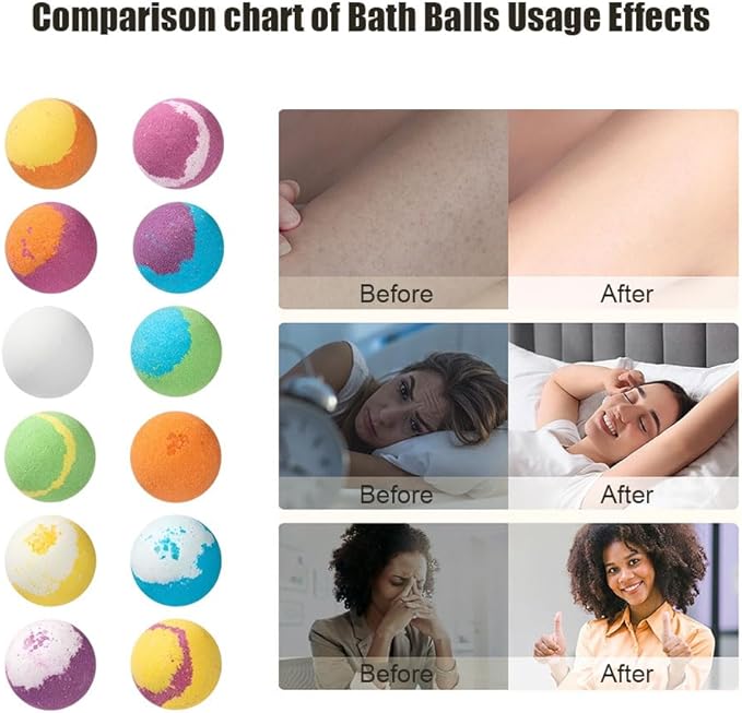 12 Pcs Bath Bombs for Women,Refreshing Relaxing Scents Lush Foam Womens Bath Balls for Moisturizing,Relaxing Mood,Smoothing and Soften Skin,Handmade Shower Bombs Gifts for Her Him,2 Oz/pcs