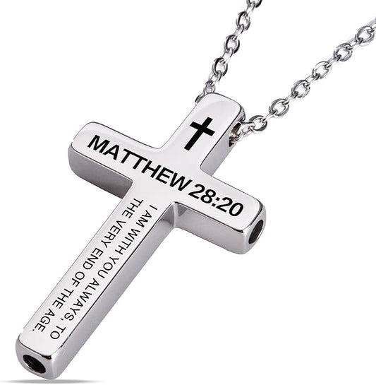 Cross Breathing Necklace for Anxiety, Inspirational Bible Verse Mindfulness Pendant Necklace, Stainless Steel Meditation Breathwork Tool, Anxiety Relief Items for Teens Gift
