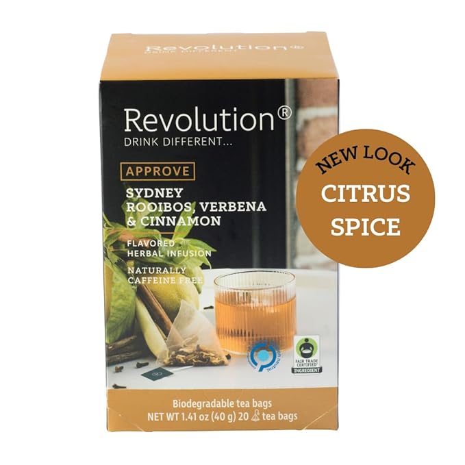 REVOLUTION TEA® Citrus Spice [THE ORIGINAL] – Sydney Rooibos, Verbena & Cinnamon – Premium Full Leaf Tea – Biodegradable Infuser Tea Bags – Flavored Herbal Tea – Naturally Caffeine Free – 20 Bags