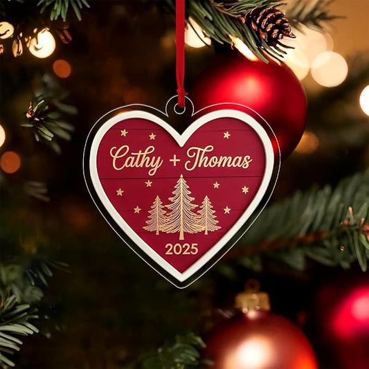 Personalized Our First Christmas Ornament, Custom Couple Ornament for Newlyweds, Engagement Gift, Wedding Anniversary Holiday Keepsake Acrylic Ornament – Personalized Christmas