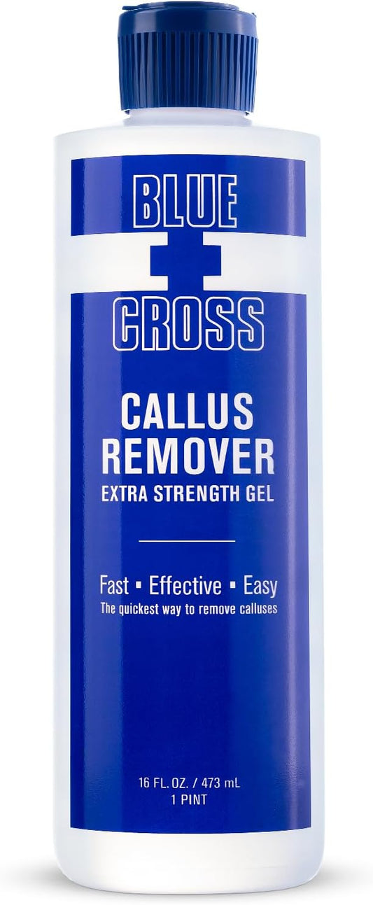 Blue Cross Callus Remover Gel for Feet or Heel, Extra Strength Professional Nail Care, File, Shaver, Scrubber & Pumice Stone Alternative for at Home Manicure/Pedicure Results, 16oz