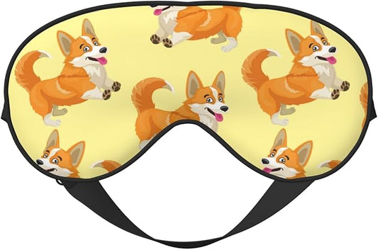 Cute Cartoon Corgi Dog Sleeping Eye Mask Eye Mask for Sleeping Soft Comfort Eye Shade Blackout Eye Cover for Deep Rest Travel Nap Meditation