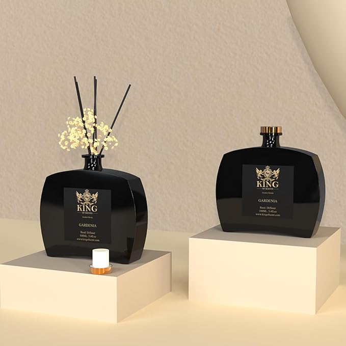 Premium Reed Diffuser Set with Preserved Baby's Breath & Cotton Stick Gardenia - Scent Fragrance Oil Diffuser for Bedroom Bathroom Home Décor