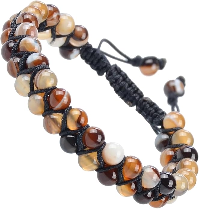 MASSIVE BEADS Double Layer Natural Chakra Healing Power Crystals Macrame Bracelet Yoga Stone Beads Gemstone Meditation Relax Anxiety Bangle for Unisex Women Men