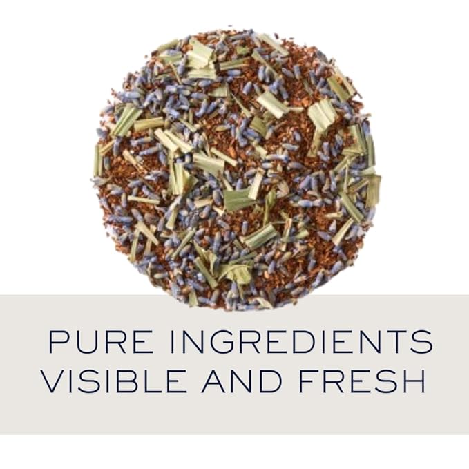 EZR Leaf Lemon Verbena Herbal Tea – Caffeine-Free Relaxing Blend with Lavender, Rooibos & Lemongrass, Soothing BedtimeTea Canister 1.76 Ounce