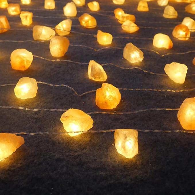 Fantasee Himalayan Salt String Light, Natural Hand Carved Salt Crystal Light Release Negative Ions for Bedroom, Living Room, Office, Home Deco, Yoga, Night Light, Gift (11.5ft 20led)