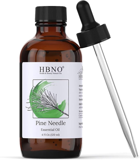 HBNO California Bottled Pine Needle Essential Oil 4 fl oz (120ml) - Natural Pine Needle Oil - Perfect for Cleaning, Aromatherapy, DIY, Soap & Diffuser