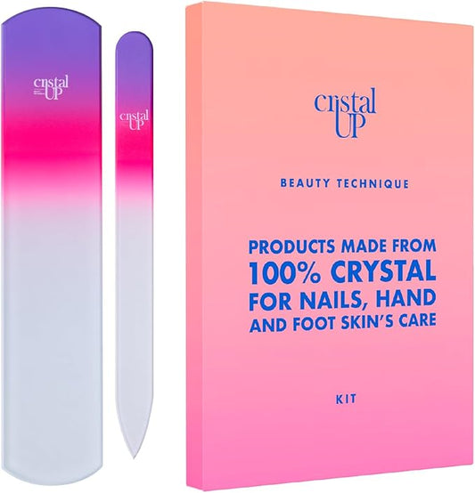 Crystal Nail and Feet Care Kit - 2PC with a Crystal Foot Scraper and Medium Glass Nail File, Durable and Gentle on Nails, Perfect for Home Office and On the Go