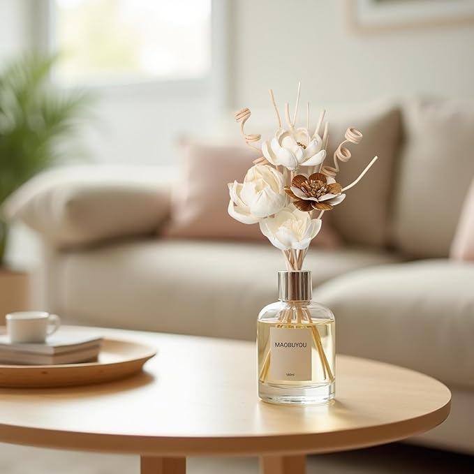 Reed Diffuser Sticks Set of 12, Natural Paper Material, Flower Diffusers for Home Bathroom and Bedroom Decor