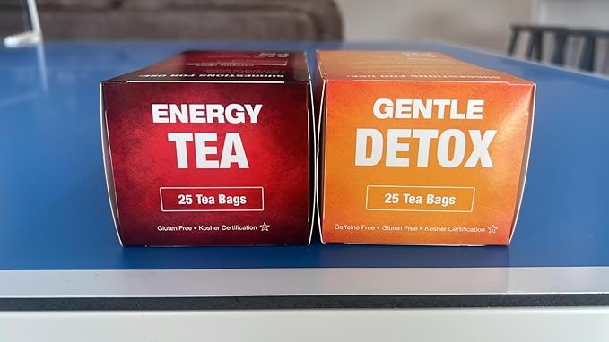 Total Tea Detox Tea & Energy Tea Set - 25 Day Detox - Herbal SIim Tea with Chamomile - Hibiscus Tea and Ginger Root for Colon Cleanse – Natural Citrus & Cinnamon Herbal Tea for Digestive Health