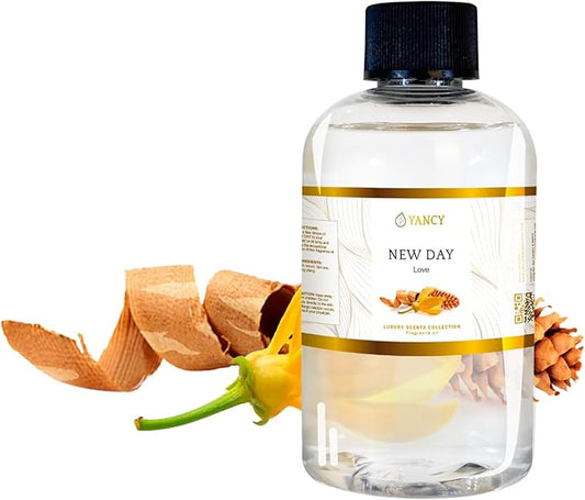 YANCY New Day Luxury Collection Fragrance Oil (4 oz), Uplifting Citrus and Floral Scent, Ideal for Diffusers, Oil Burners & Aroma Lamps, Refreshing Fragrance Oil for Morning Energy Boost