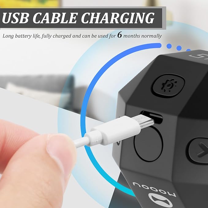 Flip Gravity Timer - 12-Side Time Management Cube with Preset Intervals, Silent Productivity Tool for Office, Study & Gym, Portable Focus Timer (Black)