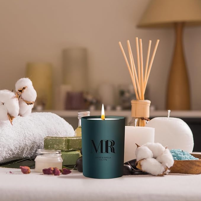 Scented Candle Gifts Set - Men Candle Set, Scented Candles for Home, Gifts for Men Aromatherapy Gift Set, Ideal for Dad Fathers Day Husband Boyfriend (Smoke & Vanilla)