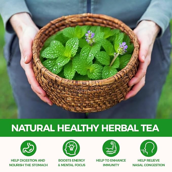 WOTIHA-Natural Peppermint Tea 180g.120 Herbal Tea 100% Natural Peppermint Leaves.Non-GMO • Additive-Free • Caffeine-Free • Sugar-Free • Vegan