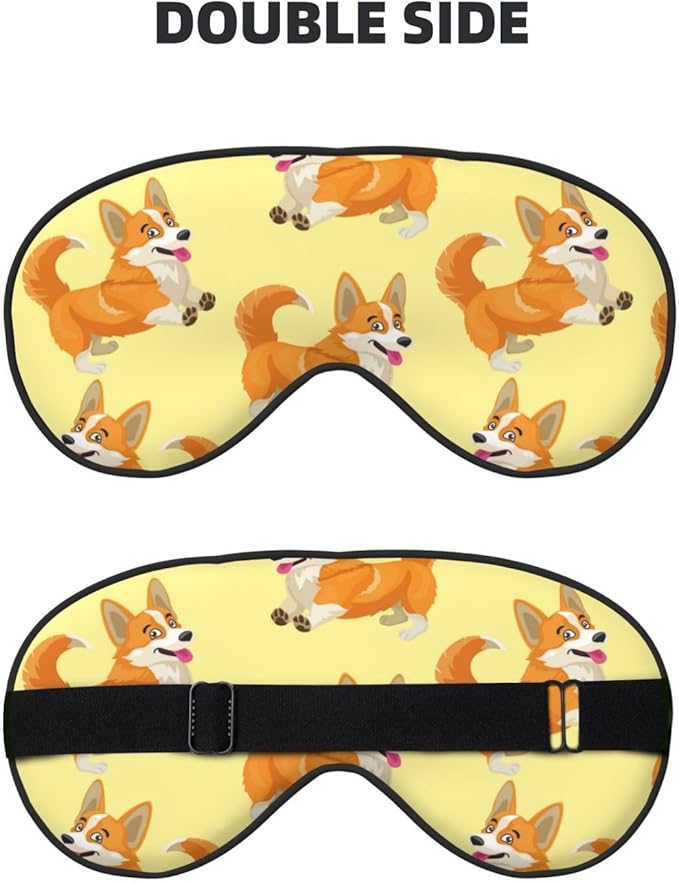 Cute Cartoon Corgi Dog Sleeping Eye Mask Eye Mask for Sleeping Soft Comfort Eye Shade Blackout Eye Cover for Deep Rest Travel Nap Meditation
