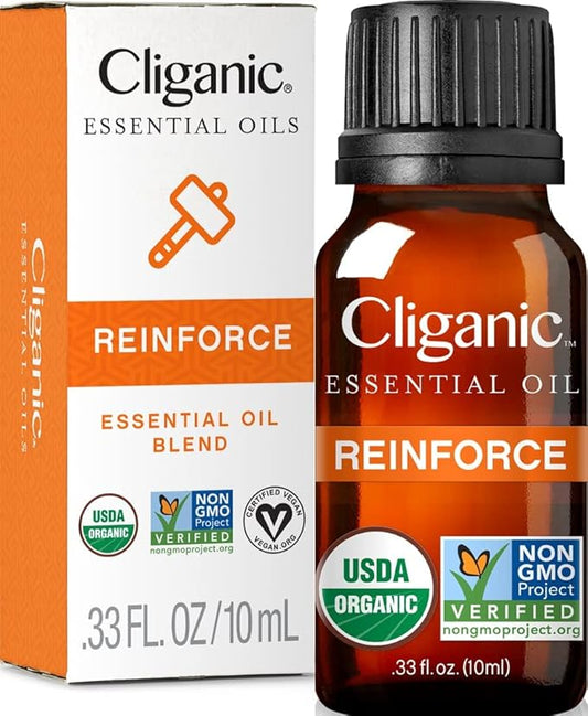 Cliganic Reinforce Essential Oil Blend - Natural Aromatherapy Oil for Diffuser Steam Distilled | Non-GMO Verified