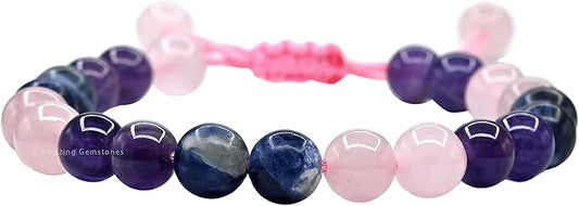 Natural Healing Crystal Bracelet for Women - Mens Bracelet Energy Balancing Gemstones Set - Adjustable Stone Bead Bracelet for Men and Women - Chakra Crystal Therapy Accessory, Meditation