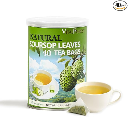 40 Soursop Leaves Tea Bags | Pure Graviola Leaf Tea for Relaxation, Sleep & Detox | Herbal te de Guanabana Tea