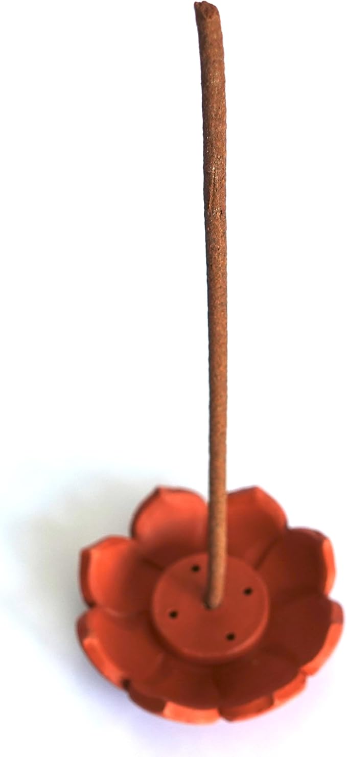 Incense Holder for Sticks - Handmade Ceramic Terracota Insence-Stick Ash Catcher, Mess-Free Lotus Incents Burner - Tibetan Sticks, Cones - Clay Lotus Stand - Perfect for Meditation DIY Painting Gift