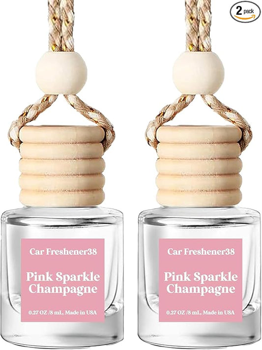 Car Air Freshener Hanging, Essential Oil Diffuser for Car, Pink Sparkle Champagne Fragrance Oil Air Diffuser, Long Lasting Air Freshener, air Fresheners for Women, Made in USA