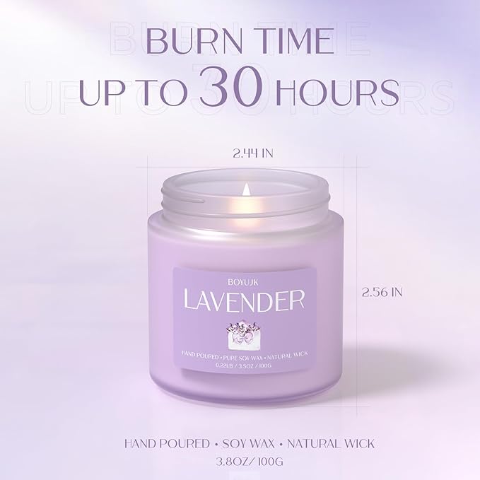 Lavender Candle, BOYUJK Scented Candles for Home, Scented Candle Set for Stress Relief and Promote Sleep, Candles Gifts for Women and Men