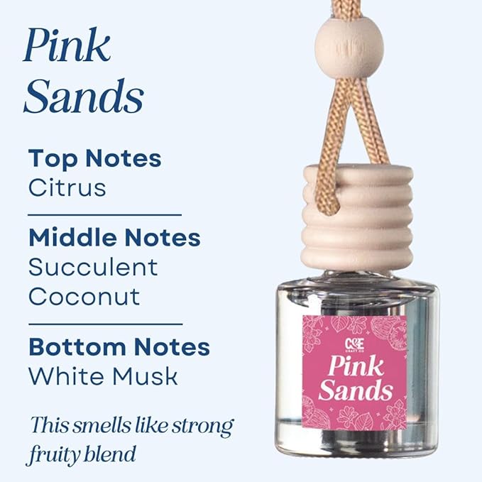 CANDECraftCo Car Air Hanging Fragrance Oil, Car Auto Freshener for Essential Oils, Scents Fragrance Aromatherapy Automobile Diffuser, Long Lasting (Pink Sands)