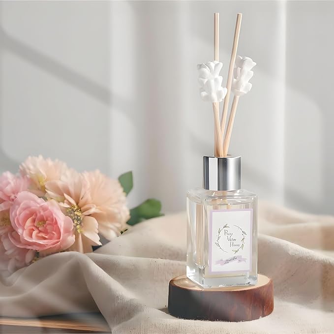 Reed Diffuser Set, Pretty Valley Home Mini Gypsum Flower Fragrance Diffuser Lavender 1.01 fl oz (30 ml), Home Fragrance Reed Diffuser for Bathroom Office Living Room Dining Table Decor (Lavender)