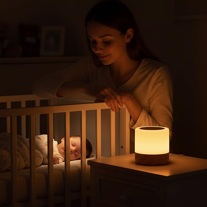 Baby Night Light Nursery Lamp: Touch Dimmable Light for Breastfeeding Kids - Eye-Caring LED Soft Warm White - USB Rechargeable Portable Bedside for Toddlers Bedroom Living Room