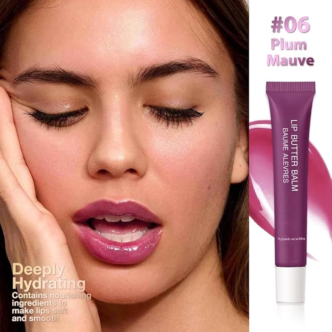 1Pcs Tinted Lip Balm Serum Makeup, Squeeze Hydrating Tint Lips Balms Serum Cosmetic, Women Care Glossy Nourishing Plumping Lip Stain Gloss Lipstick, Suitable for dry lips, Long-Lasting Color 06