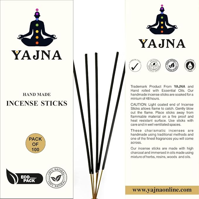 Yajna-Palo-Santo 100%-Natural-Handmade-Hand-Dipped-Incense-Sticks Organic-Chemicals-Free for-Purification-Relaxation-Positivity-Yoga-Meditation The-Best-Woods-Scent (500 Sticks (750GM))