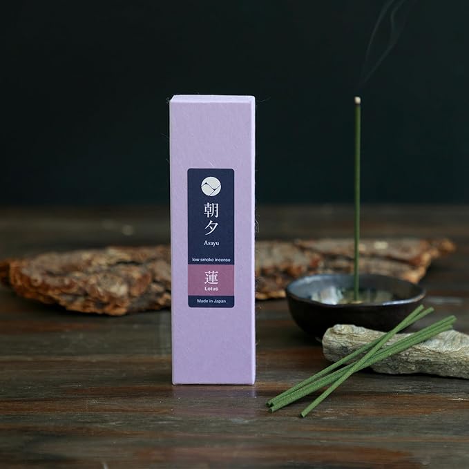 Asayu Japanese Low Smoke Incense Sticks Lotus Scent 20g (0.71 oz), Made in Japan Quality Incense for Morning Meditation, Yoga, Relaxation