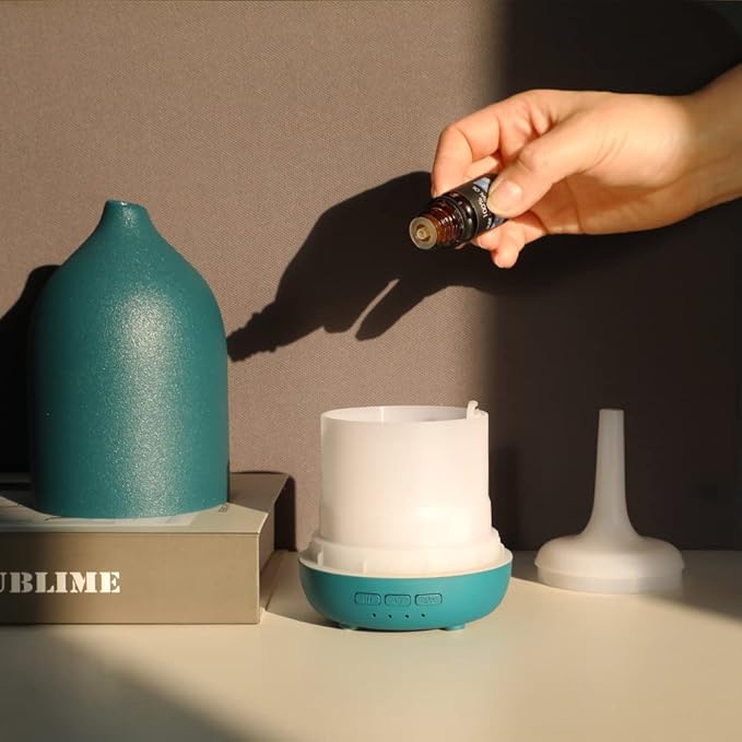 Essential Oil Diffusers, Aromatherapy Diffuser for Essential Oils, 100ml Ceramic Oil Diffusers for Large Room - 5 Timers, Warm Ambient Light, Auto-Off