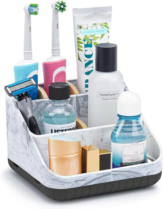 Chintu Toothbrush Holders for Bathroom Counter Organizer - 6 Slots Kids Tooth Brushing Holder Rustic Toothbrush and Toothpaste Holder for Vanity Organization Farmhouse Electric Toothbrush Caddy Black