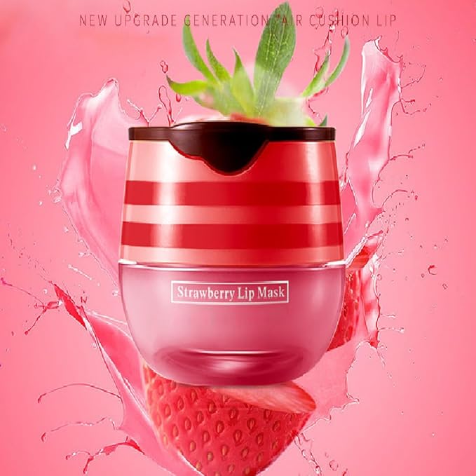 2 Pcs Bee Lip Balm Honey Pot,Honey & Strawberry Lip Mask Propolis Moisturizing Lip Balm.(Honey & Strawberry)