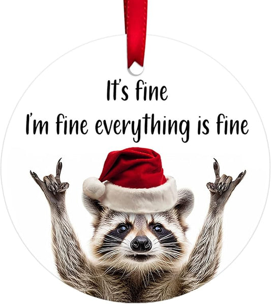 34HD Gifts for Christmas, Raccoon Christmas Ornament Ceramic 2-Side Printed, Gifts for Raccoon Lovers, Women, Men, Friends, Christmas Decorations