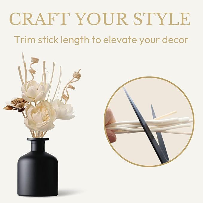Reed Diffuser Sticks Set of 12, Natural Paper Material, Flower Diffusers for Home Bathroom and Bedroom Decor