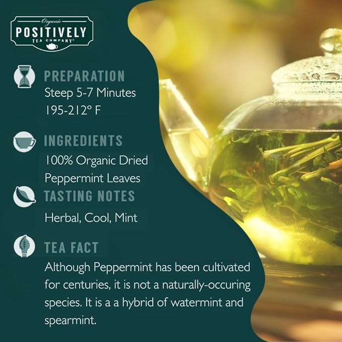 Organic Positively Tea Company, Peppermint Leaf, Herbal Tea, Loose Leaf, 4 Ounce