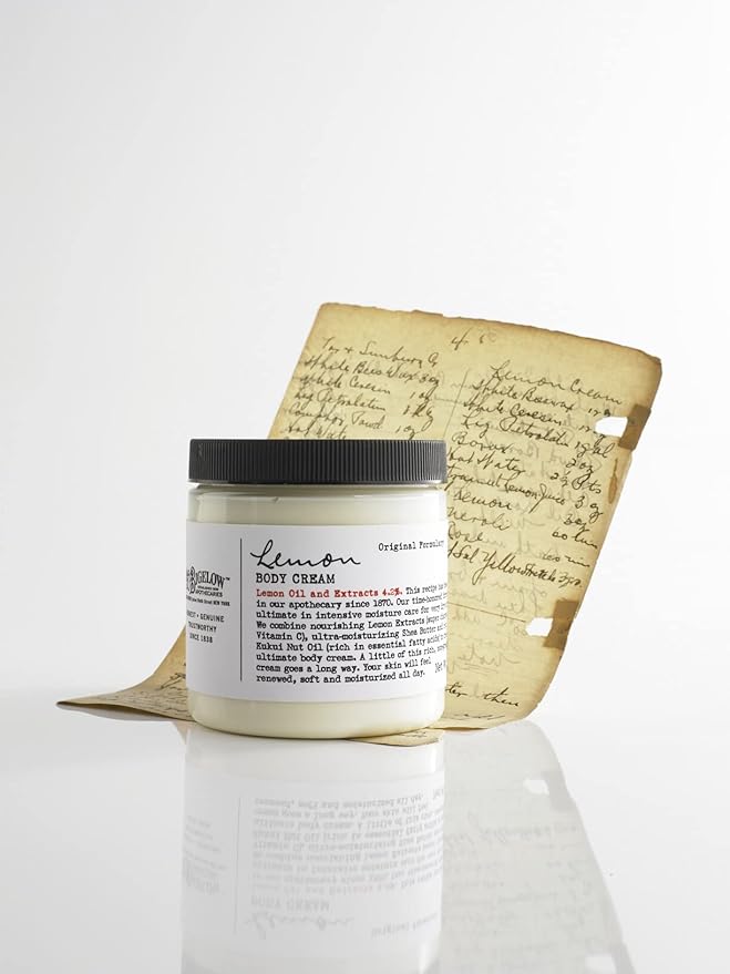 C.O. Bigelow Lemon Body Cream 8oz, Lotion for Dry Skin with Shea Butter & Lemon Extract, Moisturizing Body Lotion and Hand Treatment