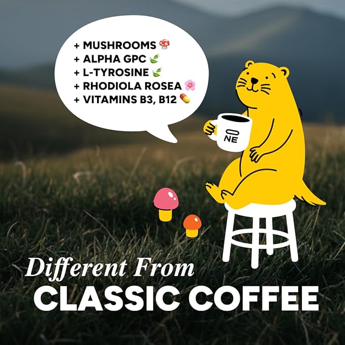 HabitONE Organic Instant Mushroom Coffee Arabica – Lion’s Mane, Cordyceps, Reishi, Chaga – Alpha-GPC & L-Tyrosine, B12 & B3 – Better Energy, Focus, Digestion & Immunity – Made in USA – 30 Servings