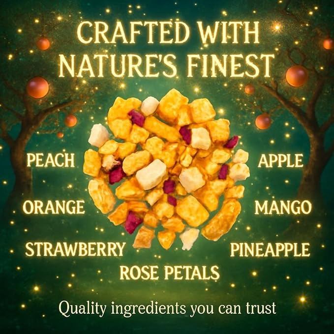 Bellasia Tea Peach Fantasy for Kids Using Real Fruit Pieces - Caffeine Free Herbal Tea Blend with Real Ingredients & Balanced Flavor- Add Loose Leaf Tea to Your Child’s Routine for A Fun & Tasty Drink