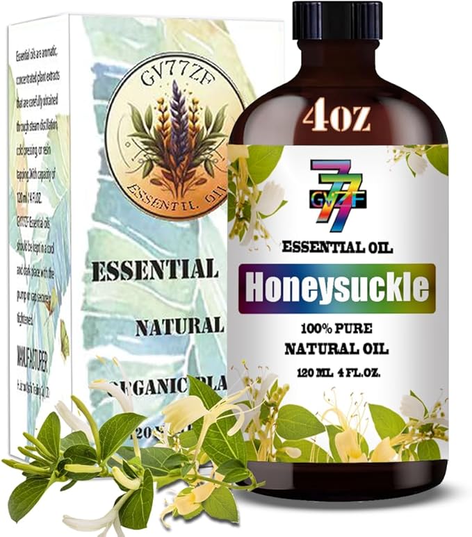 Honeysuckle Essential Oil (4 oz/120 ml) — Honeysuckle Oils for Aromatherapy, diffusers, humidifiers, Home fragrances, DIY Skincare, soap Making, DIY Candle, Relaxation, Yoga, and Meditation