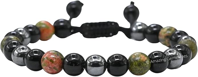 Natural Healing Crystal Bracelet for Women - Mens Bracelet Energy Balancing Gemstones Set - Adjustable Stone Bead Bracelet for Men and Women - Chakra Crystal Therapy Accessory, Meditation