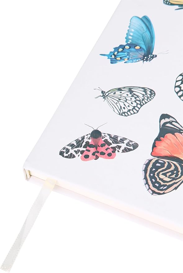 Eccolo Large Lined Journal Notebook, Hardbound Cover, Writing Journal, 256 Ruled Cream Pages, Ribbon Bookmark, Lay Flat, Desk Size for Work or School (Butterflies, 8x10 inches)