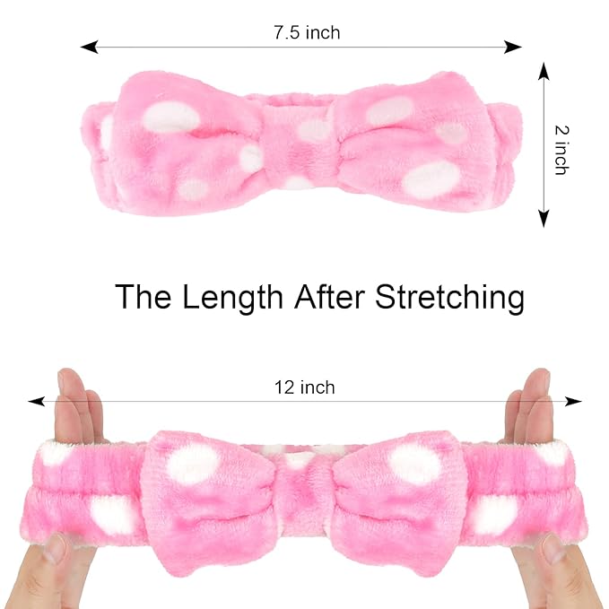 Casoty 12 Pcs Spa Headbands, Skin Care Headband, Soft Coral Fleece Makeup Head Bands, Bow Hair Band for Face Washing Shower Skin Care Yoga