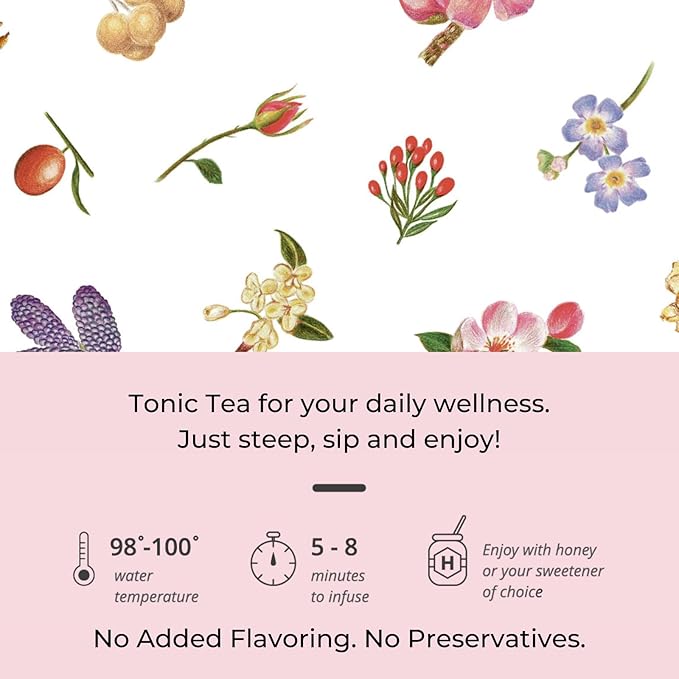 Tily Tea Assorted Herbal Tea Box - 5 Flavors of Caffeine-Free Tea - Morning Shine, Through the Day, Evening Calm, Perfect Pairing, Radiant Glow - 10 Plastic-Free Pyramid Tea Bags