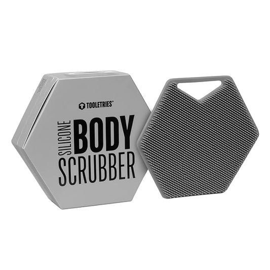 TOOLETRIES Body Scrubber - Silicone Exfoliating Scrubber - Bathroom & Shower Accessories for Men, Travel Essentials for Men - Durable & Long Lasting - Grey