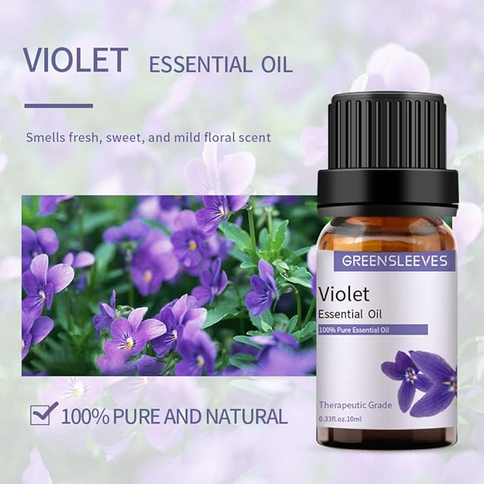GREENSLEEVES Violet Calendula Essential Oil Set, 2 x 10ml Pure Plant-Based Fragrance Oil for Aromatherapy, Essential Oils for Diffuser, Massage, Bath Bomb, Scented Candle Soap Making